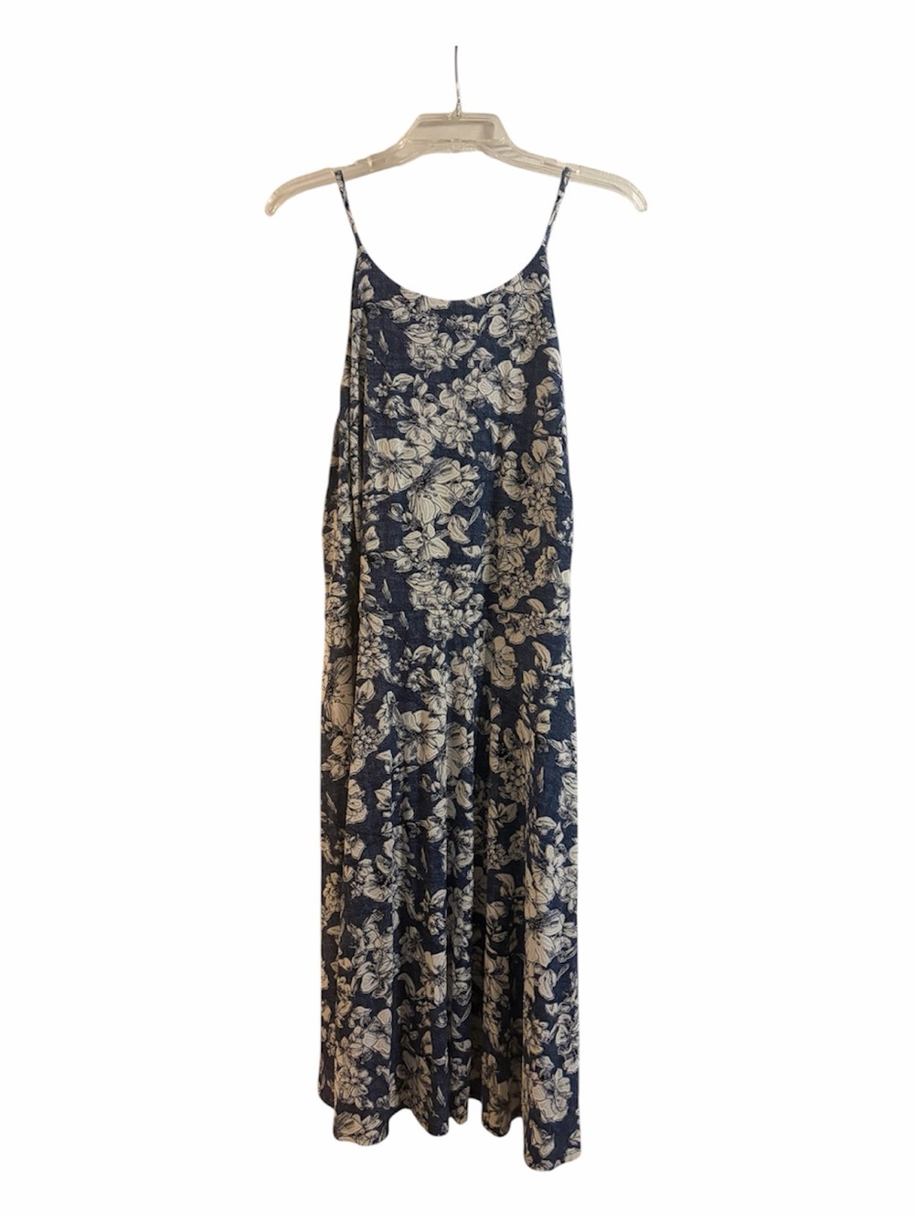Navy and Cream Floral Midi Slip Dress 2X